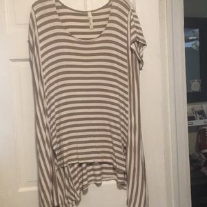Brown and white stripe top